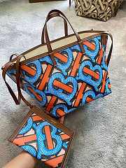Burberry Mini Monogram Print E-canvas Beach Tote Size 24x30x25cm - 6