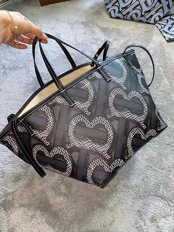 Burberry Mini Monogram Print E-canvas Beach Tote In Black Size 24x30x25cm