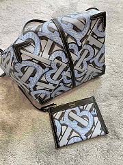 Burberry Mini Monogram Print E-canvas Beach Tote In Black&Blue Size 24x30x25cm - 4
