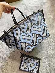 Burberry Mini Monogram Print E-canvas Beach Tote In Black&Blue Size 24x30x25cm - 5