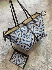 Burberry Mini Monogram Print E-canvas Beach Tote In Black&Blue Size 24x30x25cm - 2