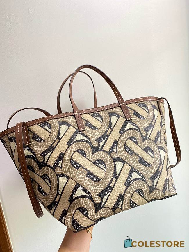 Burberry Mini Monogram Print E-canvas Beach Tote In Brown Size 24x30x25cm - 1