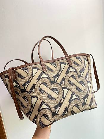 Burberry Mini Monogram Print E-canvas Beach Tote In Brown Size 24x30x25cm
