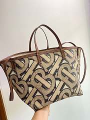 Burberry Mini Monogram Print E-canvas Beach Tote In Brown Size 24x30x25cm - 5