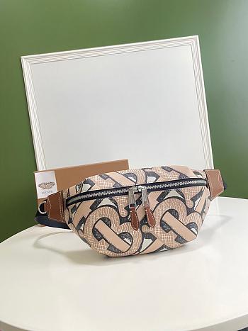 Burberry Vintage Print Canvas Belt Bag In Brown Size 31x7.5x16cm