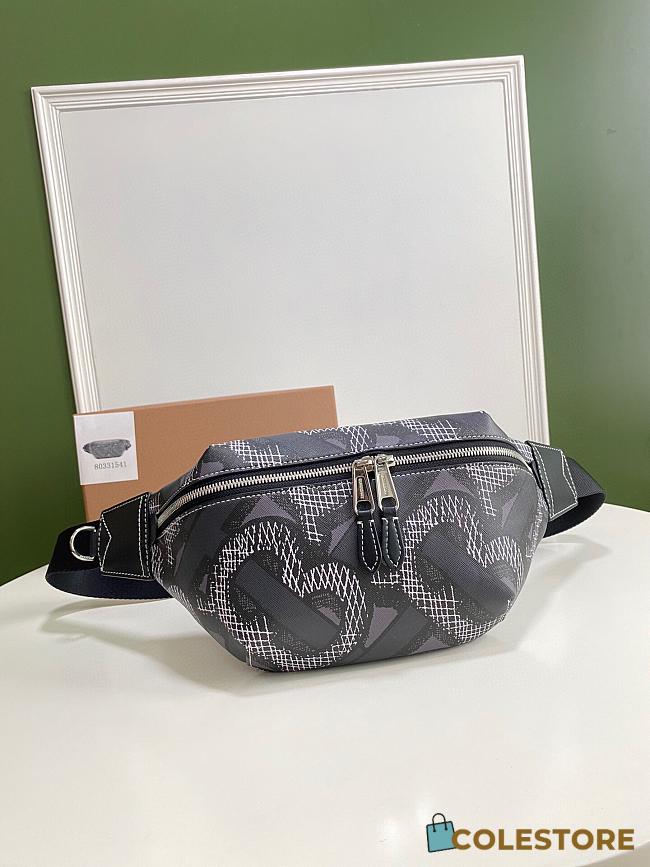 Burberry Vintage Print Canvas Belt Bag In Black Size 31x7.5x16cm - 1