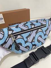 Burberry Vintage Print Canvas Belt Bag In Blue Size 31x7.5x16cm - 5