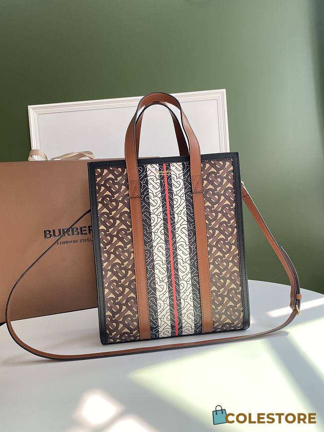 Burberry Portrait Monogram Stripe Small Tote Bag 8024294 Size: 26x11.5x31cm - 1