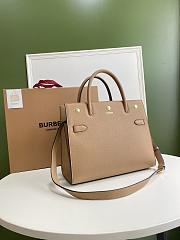 Burberry Mini Leather Two-handle Title Bag In Beige Size 34x15x25cm - 6
