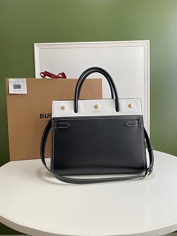 Burberry Mini Leather Two-handle Title Bag In Black&White Size 34x15x25cm