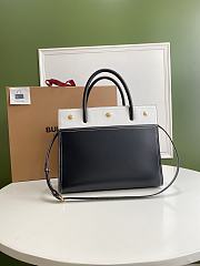 Burberry Mini Leather Two-handle Title Bag In Black&White Size 34x15x25cm - 6