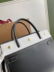 Burberry Mini Leather Two-handle Title Bag In Black&White Size 34x15x25cm - 4
