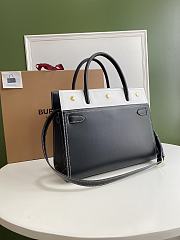 Burberry Mini Leather Two-handle Title Bag In Black&White Size 34x15x25cm - 2