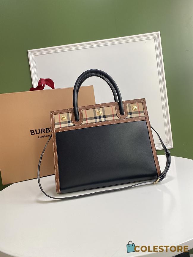 Medium Leather and Vintage Check Two-handle Title Bag Size 32x15x25cm - 1