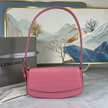 Colestore Balenciaga Women's Ghost Sling Bag In Pink Crocodile Leather Size 23x5x15cm