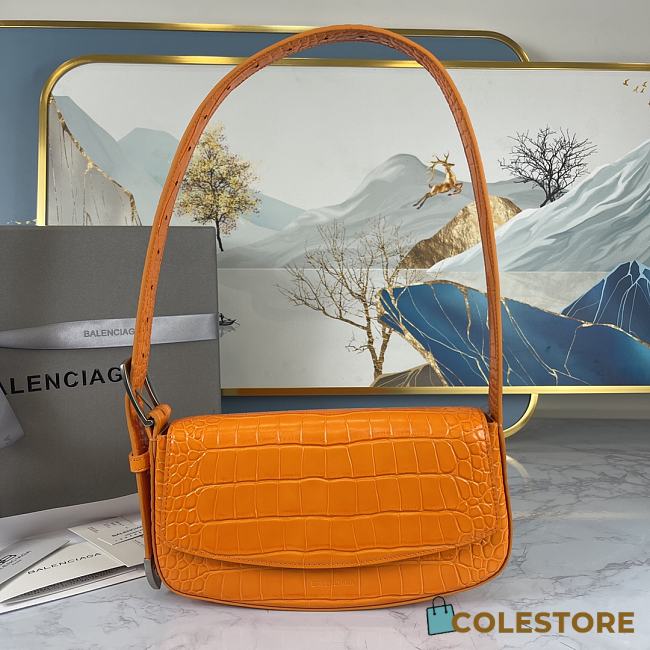 Colestore Balenciaga Women's Ghost Sling Bag In Orange Crocodile Leather Size 23x5x15cm - 1