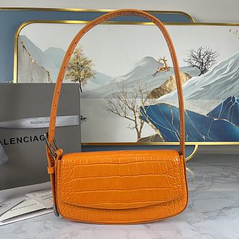 Colestore Balenciaga Women's Ghost Sling Bag In Orange Crocodile Leather Size 23x5x15cm