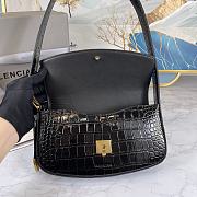 Colestore Balenciaga Women's Ghost Sling Bag In Black Crocodile Leather Size 23x5x15cm - 4