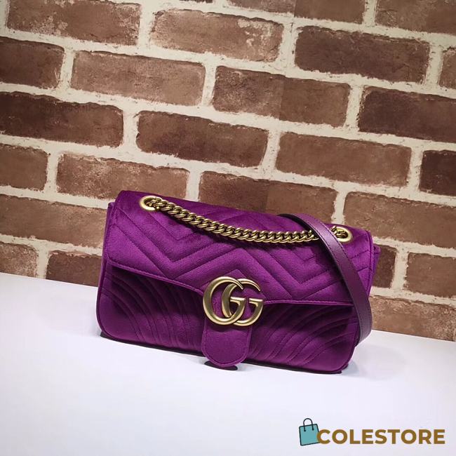 Gucci GG Marmont Small Shoulder Bag Velvet 443497 Size 26x15x7cm - 1