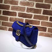 Gucci GG Marmont Small Shoulder Bag In Blue Velvet 443497 Size 26x15x7cm - 2