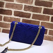 Gucci GG Marmont Small Shoulder Bag In Blue Velvet 443497 Size 26x15x7cm - 3