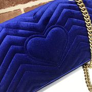 Gucci GG Marmont Small Shoulder Bag In Blue Velvet 443497 Size 26x15x7cm - 4