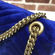 Gucci GG Marmont Small Shoulder Bag In Blue Velvet 443497 Size 26x15x7cm - 5