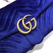 Gucci GG Marmont Small Shoulder Bag In Blue Velvet 443497 Size 26x15x7cm - 6