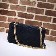Gucci GG Marmont Small Shoulder Bag In Black Velvet 443497 Size 26x15x7cm - 3