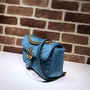 Gucci GG Marmont Small Shoulder Bag In Sky Blue Velvet 443497 Size 26cm - 3