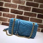 Gucci GG Marmont Small Shoulder Bag In Sky Blue Velvet 443497 Size 26cm - 5