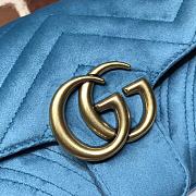 Gucci GG Marmont Small Shoulder Bag In Sky Blue Velvet 443497 Size 26cm - 4