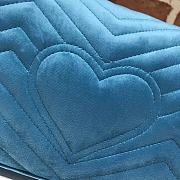 Gucci GG Marmont Small Shoulder Bag In Sky Blue Velvet 443497 Size 26cm - 6