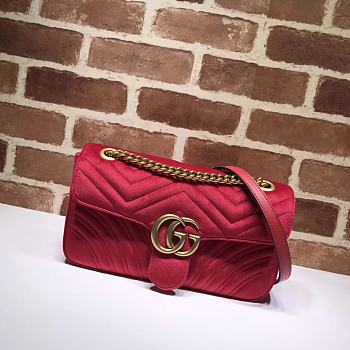 Gucci GG Marmont Small Shoulder Bag In Red Velvet 443497 26cm