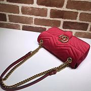 Gucci GG Marmont Small Shoulder Bag In Red Velvet 443497 26cm - 2