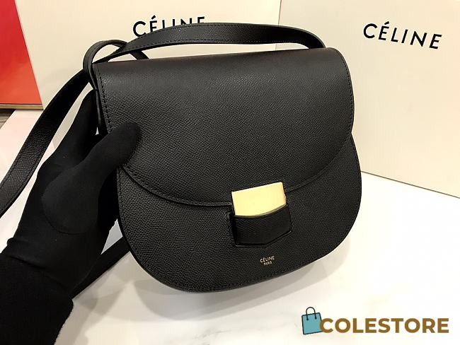 Celine Medium Trotteur Bag In Leather Taupe In Black 23 cm - 1