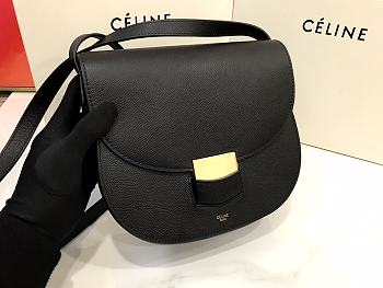 Celine Medium Trotteur Bag In Leather Taupe In Black 23 cm
