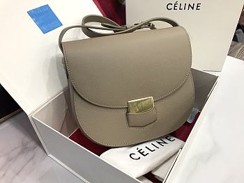 Celine Medium Trotteur Bag In Leather Taupe In Grey 23 cm