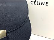 Celine Medium Trotteur Bag In Blue Leather Taupe 23 cm - 3