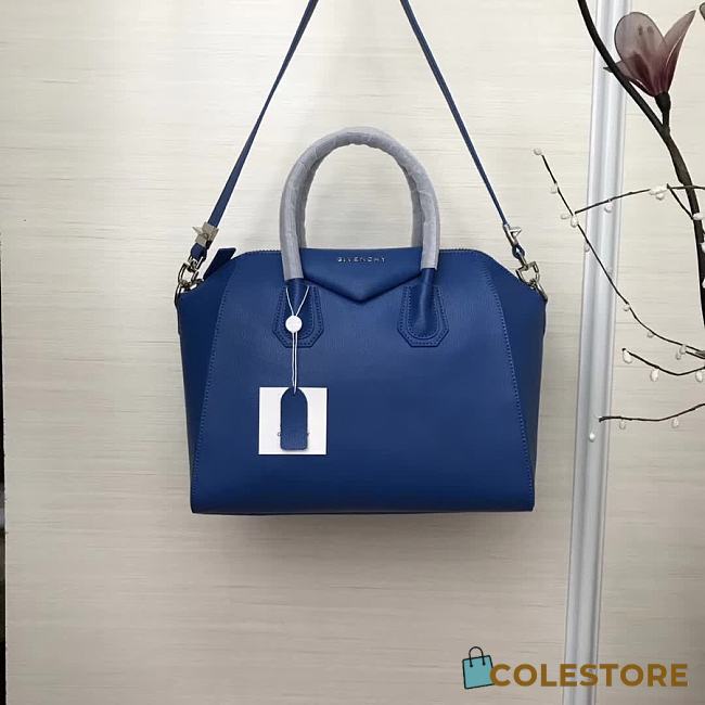 Givenchy Antigona Tote Glazed Medium In Navy Blue 9982 Size 28x33cm - 1