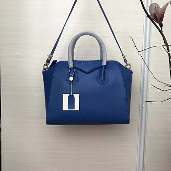 Givenchy Antigona Tote Glazed Medium In Navy Blue 9982 Size 28x33cm