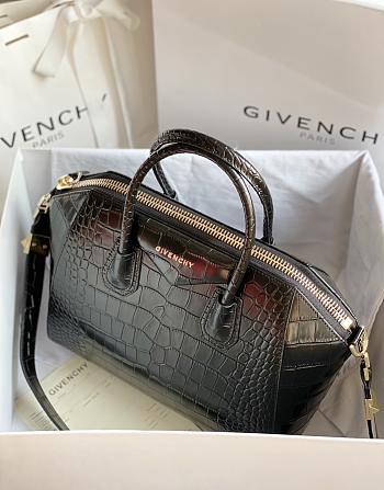 Givenchy Antigona Tote Glazed Medium In Black Crocodile 9982 Size 28x33cm