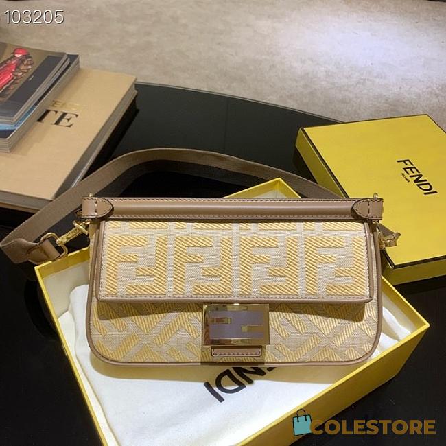 Fendi Baguette In Yellow FF Canvas 8BR600 Size 26x13x6cm - 1