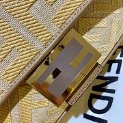 Fendi Baguette In Yellow FF Canvas 8BR600 Size 26x13x6cm - 2