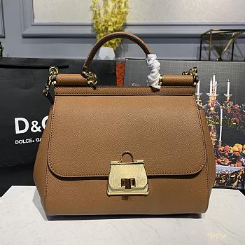 D&G Medium Dauphine Leather Sicily Bag In Brown BB6002 Size 25x12x22cm
