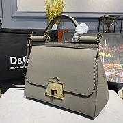 D&G Medium Dauphine Leather Sicily Bag In Grey BB6002 Size 25x12x22cm - 3