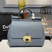 D&G Medium Dauphine Leather Sicily Bag In Blue BB6002 Size 25x12x22cm - 1