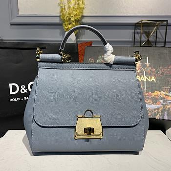 D&G Medium Dauphine Leather Sicily Bag In Blue BB6002 Size 25x12x22cm