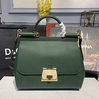D&G Medium Dauphine Leather Sicily Bag In Green BB6002 Size 25x12x22cm