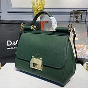 D&G Medium Dauphine Leather Sicily Bag In Green BB6002 Size 25x12x22cm - 5